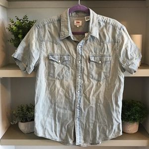 Light Dusty Blue Levi’s Jean Shirt Button Up